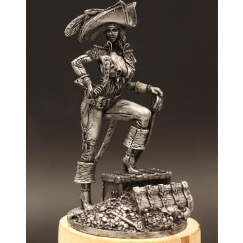Classic Caribbean Pirate Anne Bernie 75mm Tin Metal Figure Model Female Soldier Collection Friend Birthday Gift Free Shipping