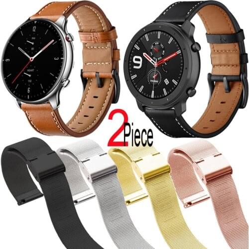 Milanese Band For Xiaomi Amazfit GTR 2 Stratos 3 GTS 2 Mini 2e Bip U Pro S Haylou LS05S LS02 Bracelet Strap Leather Wristband