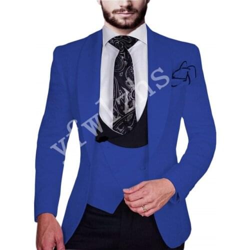 Handsome Groomsmen Wool blend Groom Tuxedos Mens Wedding Dress Man Jacket Blazer Prom Dinner (Jacket+Pants+Tie+Vest) A002