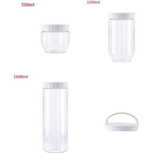 1pc Kitchen Transparent Food Storage Container With Lids Durable Seal Pot Cereal Grain Bean Rice Sealed Plastic Milk Powder Jar