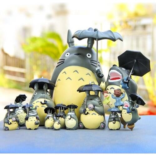 Cute Totoro Umbrella Action Figure Micro Landscape Mei Miniature PVC Anime Minifiguras Totoro Mini Figure Japanese Anime Kid Toy
