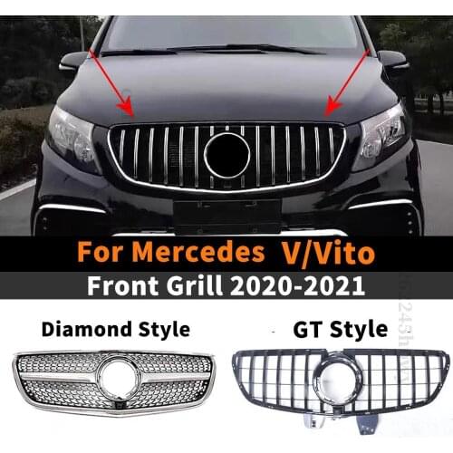 Modification Hood Grille Front Grille Racing Grill Decoration Body Kit Bumper Grille For Mercedes Benz V Vito W447 2020 2021