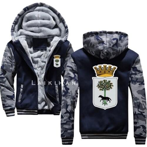LECCE COAT OF ARMS Sweatshirt Camouflage sleeve Jacket Hoody Zipper Winter Fleece Mens Cotton Hoodie