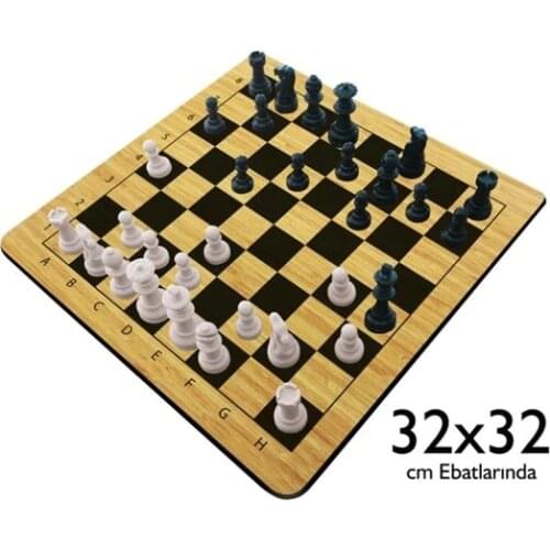Wooden Chess Set Large Size Chess Set With Wooden Surface 32x32 cm Great Quality Made in Turkey