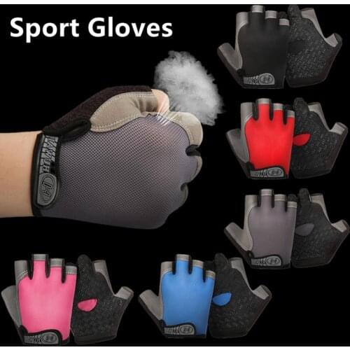 One Pair Cycling Half-Finger Gloves Anti Slip Outdoor Sport Sun Protection Cycling Gloves Mesh Fabric Sport Bicycle Accessories