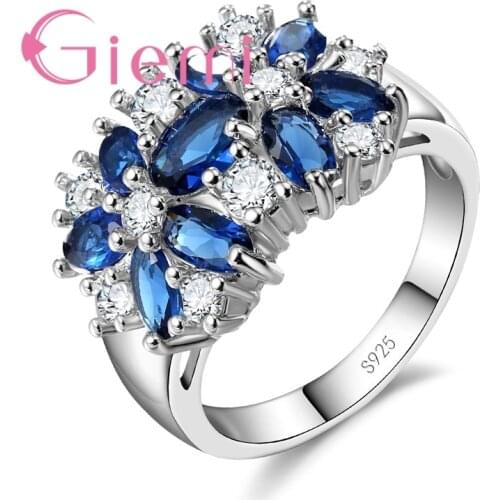 Original 925 Sterling Silver Sparkling Rings for Women Girls Brilliant CZ Crystal Wedding Engagement Jewelry Summer Sale