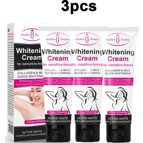 3pcs Aichun Beauty Whitening Cream Armpit Whitening Cream Elbow Knee Legs Thigh Dark Skin Lightening Private Parts Whitening 50G