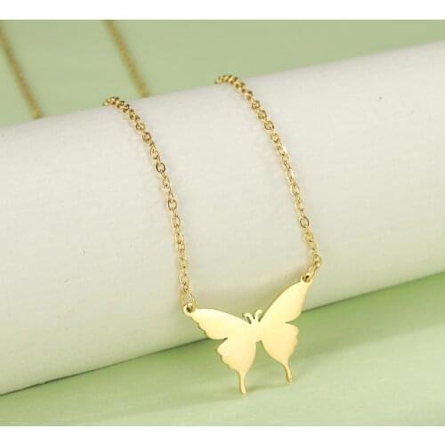 COOLTIME Lovely Butterfly Animal Necklace For Women Men Luxury Ladies Gold Silver Color Jewelry Pendant Necklaces Christmas Gift