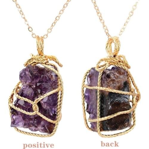 Europe and the United States new irregular natural stone wrapped pendant necklace ladies jewelry
