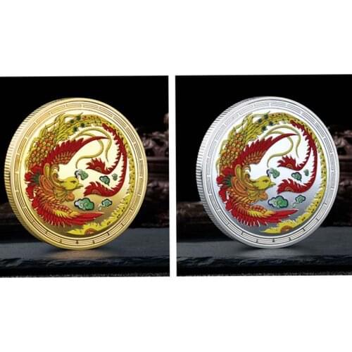 Chinese style Phoenix Nirvana Commemorative Coin A NEW Life Rebirth Medal Gold and Silver Coin Embossed Metal Craft Badge Gift