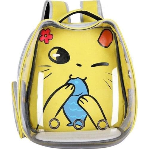 Pet Out Cage Portable Space Cabin Kit Supplies Transparent Shoulder Backpack Cartoon Expression Oxford Cloth Fabric Durable