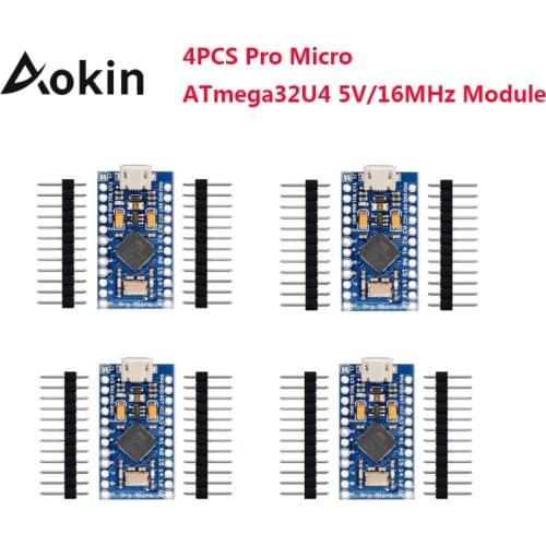 4PCS Pro Micro ATmega32U4 5V/16MHz Module Board with 2 Row Pin Header for Arduino Leonardo Replace ATmega328 Arduino Pro Mini