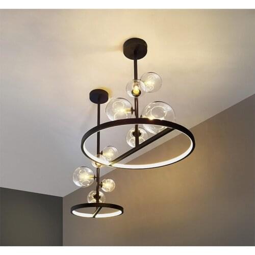 Nordic Pendant lamp Led 28 48cm Circle Ceiling Hanging Chandelier Black Loft Living Dining Room Kitchen Lighting Fixture
