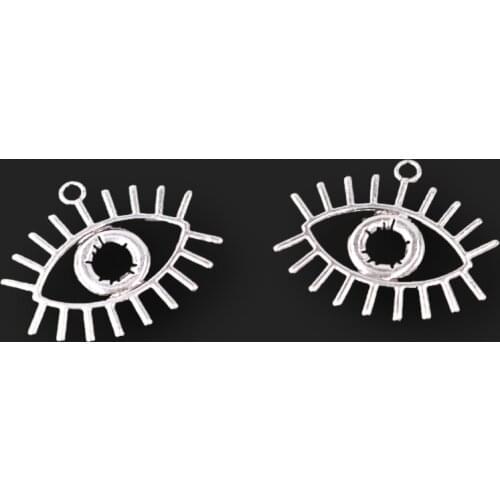 15pcs Silver Plated Hollow Window of Mind Eyes Metal Pendants DIY Charms Hip Hop Bracelet Earrings Jewelry Crafts Making A2454