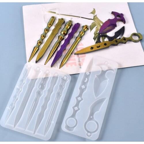 DIY crystal epoxy mold pendant keychain swing table defense self-defense toy silicone mold