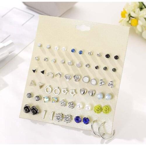 30 Pair Assorted Alloy Stud Earrings for Teen Girls Hypoallergenic Stud Earrings