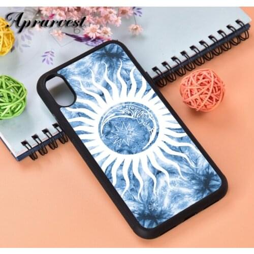 Aprarvest Moon And Sun Tie Dye Silicone Rubber Phone Case Cover For iPhone 6 6S 7 8 PLUS X XS XR 11 12 MINI PRO MAX