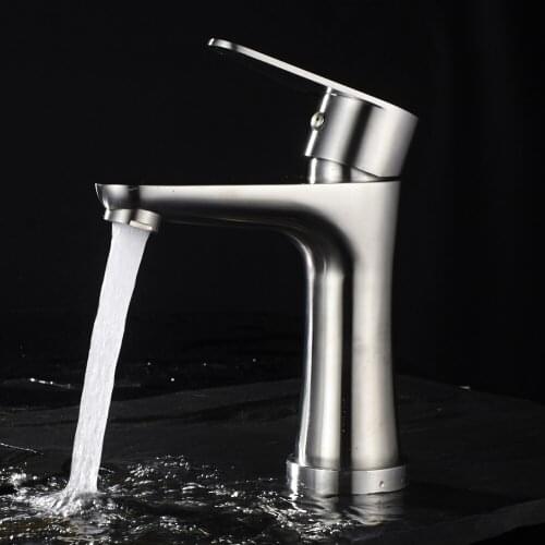 Vidric Stainless Steel Bathroom Sink Faucet Single Hole Brushed Nickel Basin Sink Hot and Cold Water Mixer Tap ELS411