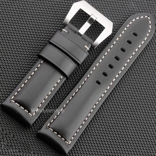22 24 26mm Newest Men Women Black Brown Real Leather Handmade Thick Wrist Watch Band Band Strap Belt