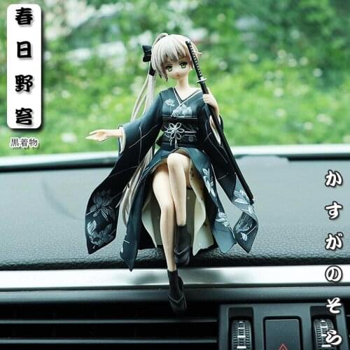 Car Interior Decoration Personality realistic characters cartoon Kasuga black kimono holding a sword Home Auto Accessories model
