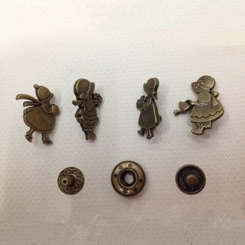 Vintage girl dress design leather craft sewing clothes DIY metal snap button decoration 633 accessories 50sets/lot