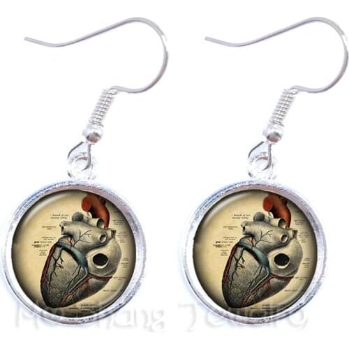 Human Anatomy Brain Punk Earrings For Women Glass Cabochon Weird Cool Science Doctor Creative Gift For Friends