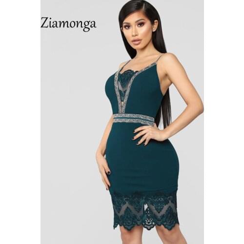 Ziamonga Summer Printed Sexy Women Lace Dresses Hollow Out Strap Backless Sheath Bodycon Dress Evening Party Vestidos Clubwear