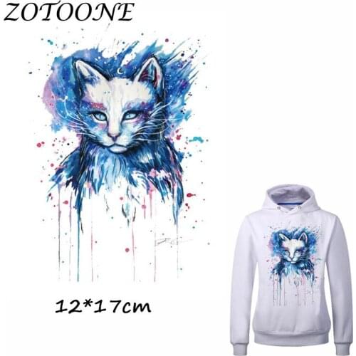 ZOTOONE Beautiful Watercolor Cat Iron on Patches for Clothes Heat Transfer Patch T Shirt Sticker for DIY Accessory Applique Kids