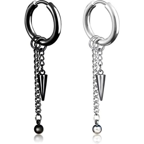 1PC Titanium Stee Ear Clip Titanium Steel Punk Men Earrings Black/White Pendant Patterns For Choose Simple Male Ear Buckle