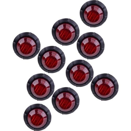 10Pcs/Set Truck Trailer 12V 0.5W Mini Sealed 3/4" Red LED Bullet Side Marker Light Clearance Lamp Fit for Pickup Boat Caravan