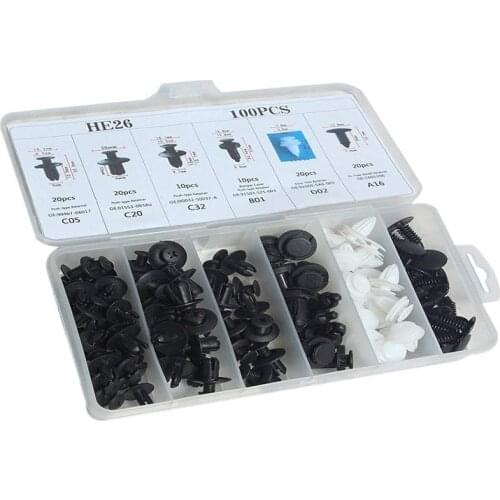100pcs Mixed Auto Fastener Clip Car Body Push Retainer Pin Rivet Bumper Door Trim Panel Retainer Fastener Kit Car Accessories
