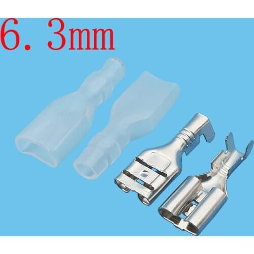 20/50Pair 6.3mm Female Spade Crimp Terminals Wire Connector Crimp Terminal Block with Insulating Sleeve for 0.75-2.5mm2 AWG18-16