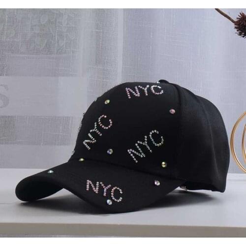 2021 Fashion Brand Snapback Baseball Cap Hip Hop Female Gorra Cap Street Caps Women Men Luxury Rhinestones NYC Letter