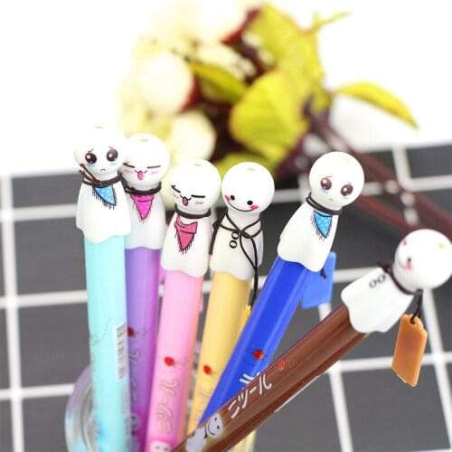 24 Pcs Creative Stationery Cute Sunny Day Doll Fresh Black Gel Pen Learning Supplies Pens for School