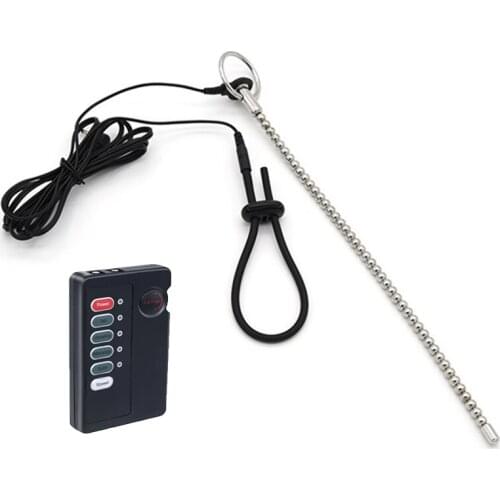 260mm Long Electric Shock Male Penis Urethral Plug Beads Cock Ring Therepy Electro Prostate Massager Tools Sex Toys for Men