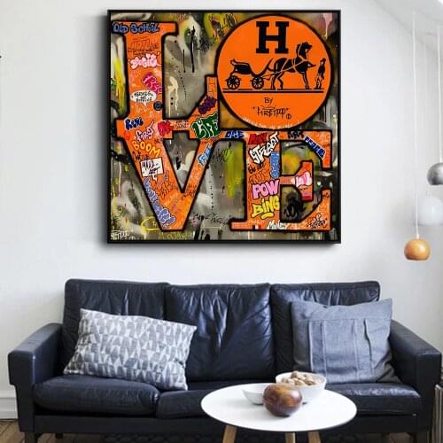 LOVE graffiti letters love art print on canvas abstract painting wall picture living room bedroom home decoration poster