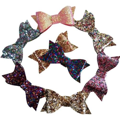 2.8 inch Glitter hair Bows without clips, Baby Girls Hair Bows, hair accessory, 30pcs/lot 10 Color