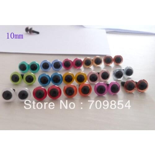 Free shipping!!! 100pcs/lot 10mm Non-toxic safety eyes bear eyes with washer top quality 12 color , mixed color toy eyes