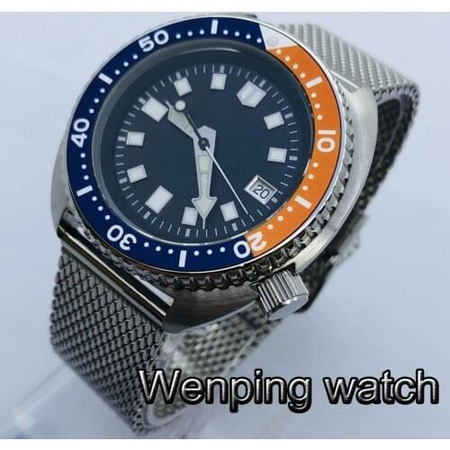 Bliger 45mm Top Sterile Mechanical Watch Silver Case Sapphire Glass Black Dial Luminous Date NH35A Movement Automatic Watch