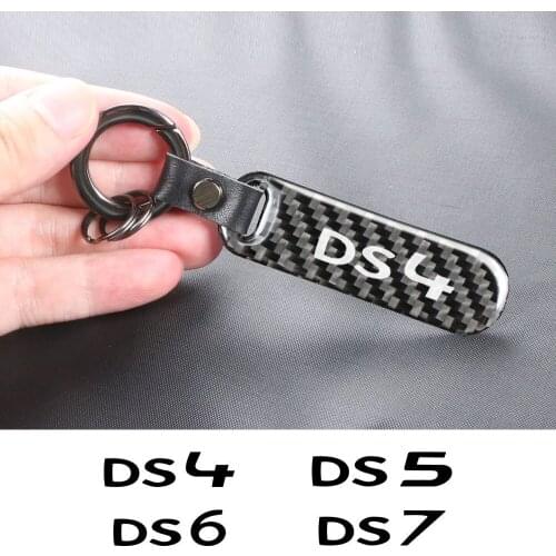 Carbon Fiber Keychain Key Ring For DS Citroen DS3 Cabrio DS4 DS5 Prestige 5LS DS6 DS7 Waist Wallet Keyrings Holder Auto Decor