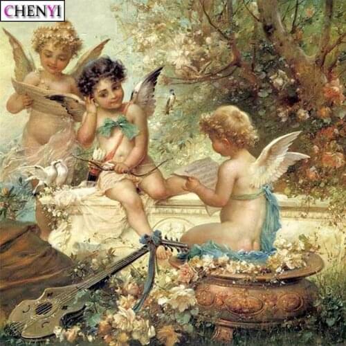 CHENYI Cartoon Diy Diamond Embroidery Cross Stitch Full Square 5D Diamond Painting Guitar Angel Handwork Mosaic Sale Home Decor
