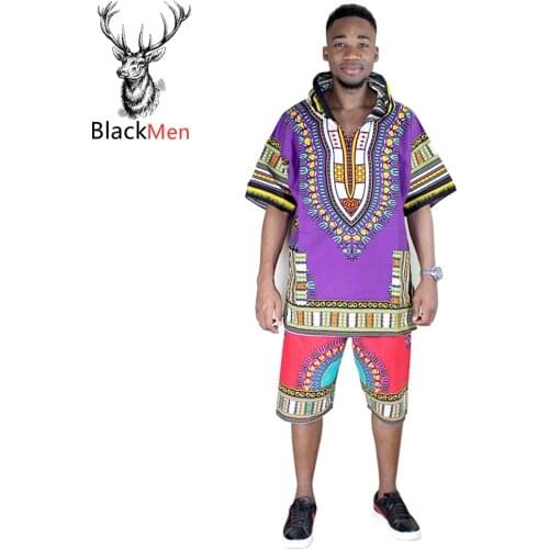 Dashiki Mens African clothing lehenga Short sleeve pocket Hoodies Hipster Hip Hop muslim shirt for men t-shirt