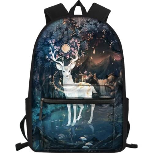 HaoYun Fashion Childrens Canvas Backpack Cartoon Deer Pattern Students Book Bags Girls Multi-functional Travel Backpacks