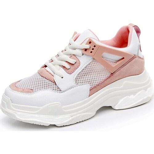 Ins Super Fire Sports Shoes Woman Female Mesh Surface Ulzzang Retro Shoes Harajuku Thick bBottom Wild Shoes New Tide Sneakers
