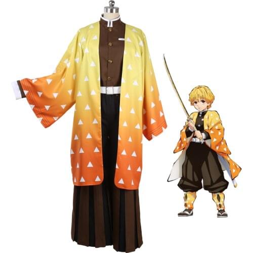 Kimetsu no Yaiba Zenitsu Agatsuma Kimono Cosplay Costume Custom Made