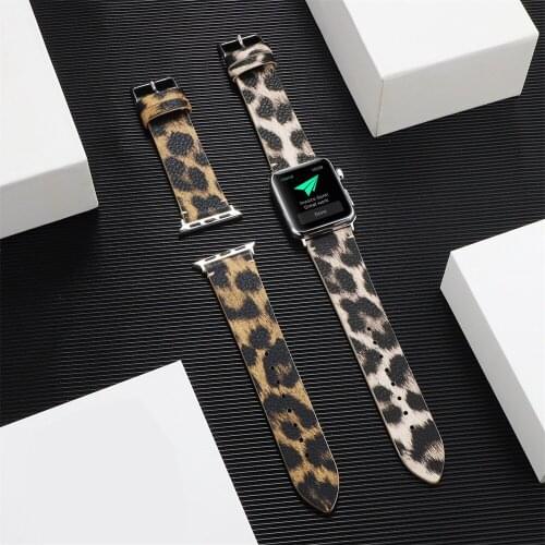 Leather band For Apple watch 3 band 38mm 42mm leopard print Bracelet For iwatch series 6 5 4 3 2 1 42mm 44mm watch strap