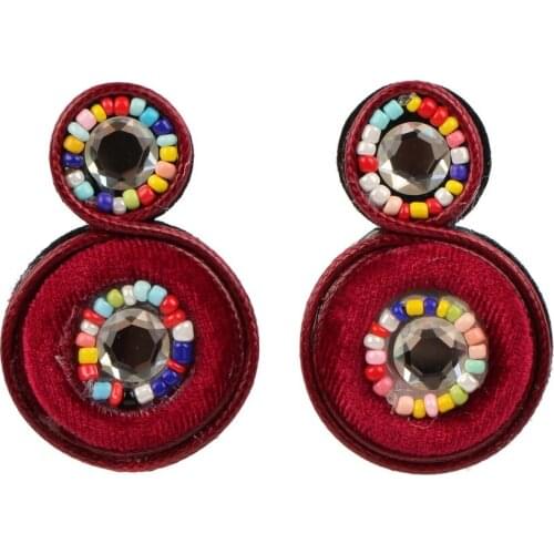 Colorful Bead Acrylic Crystal Round Pendant Ethnic Drop Dangle Earrings for Women Florate Brand Wholesale Statement Party Jewel