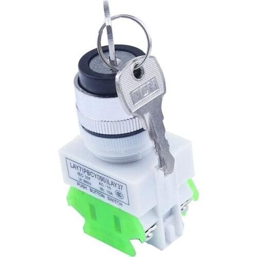 LAY37 AC 380V 10A DPST 2 Position 3 Position Rotary Selector Key Lock Switch 2no LAY7
