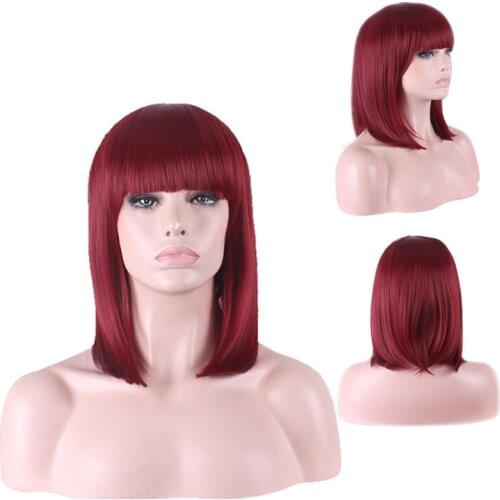 Fashion Cheap Auburn Short Bob Wig Cosplay Costume Synthetic Hair Halloween Costume Woman Wigs Free Shipping