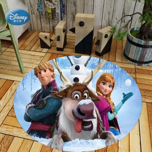 Cartoon Blue Frozen Princess Elsa Anna Olaf Kid Boy Girl Round Crawling Game Mat Bedroom Decor Carpet Indoor Bathroom Christmas
